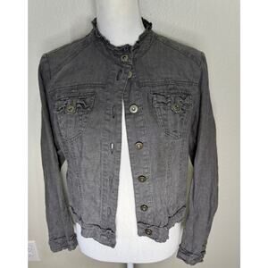 I.N.C. International Concepts Petites women’s 100% Linen Grey jacket sz PM light
